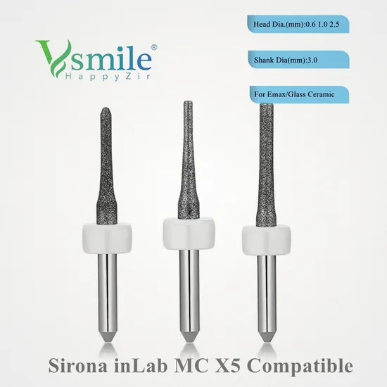 Sirona Mcxl Dental Lithium Disilicate Glass Ceramic Cerec Cadcam Dental Lab Milling Bur Step Bur 12s, Cylinder Pointed 12s 