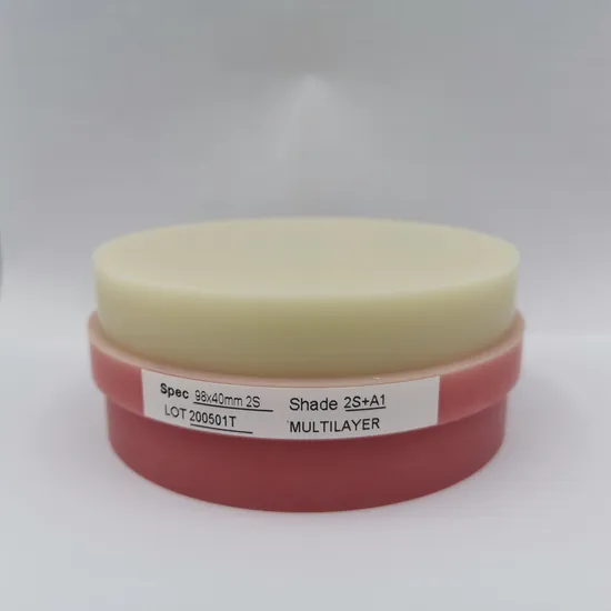 Dental Lab Half Pink Half Tooth Color Full Denture PMMA Disc Doublelayer 